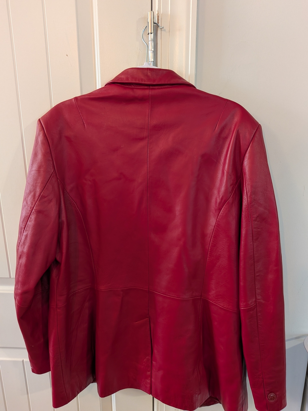 Denim&Co Red Genuine Leather Blazer Jacket Women's XLG Retro Statement - Picture 4 of 11
